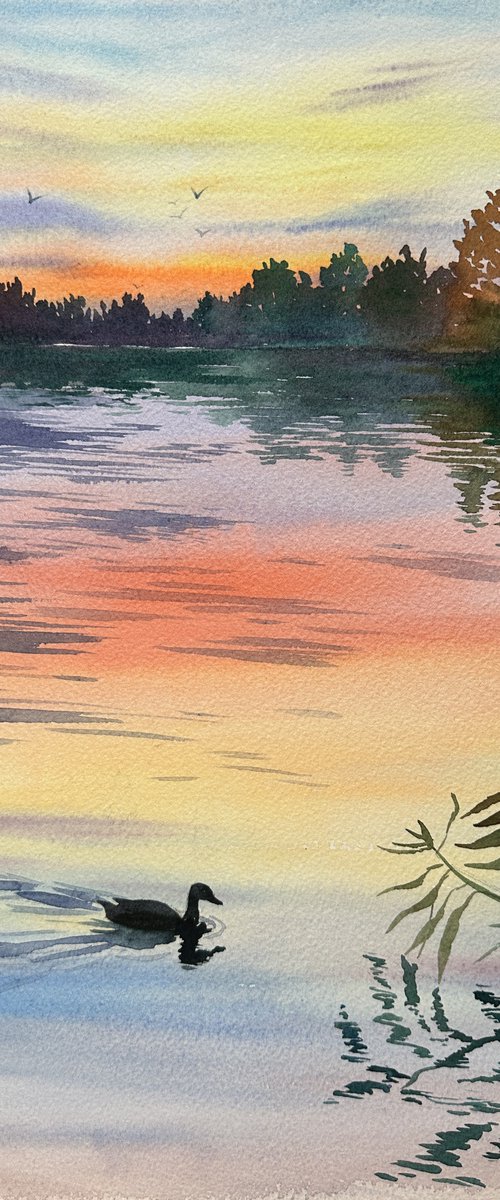 Sunset over Lake Biliner by Oleksandra Padushyna