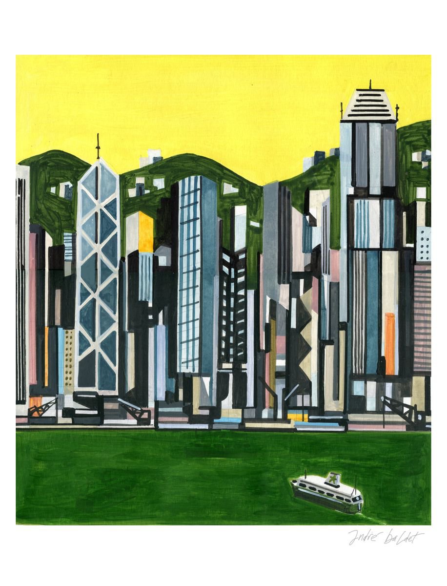 Urban And Pop Acrylic Painting , Hong-Kong-02 By Andre Baldet, 14 X 17, Artwork For Sale On Artfinder