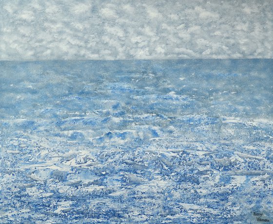 BLUE MAJESTY. PALETTE KNIFE SEASCAPE IN BLUE.