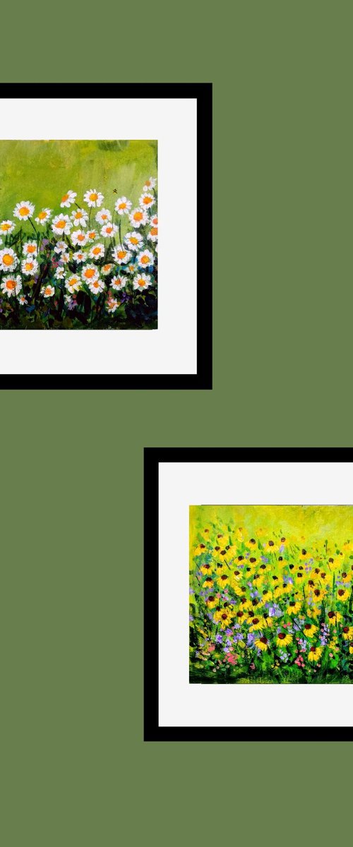 Set of Two - Floral meadows on Postcards by Asha Shenoy