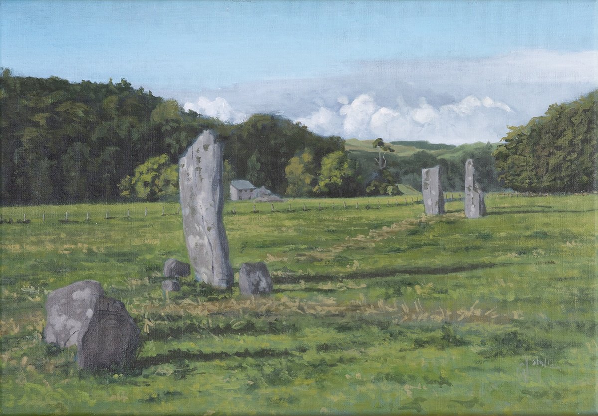 Impressionistic Landscape Oil Painting By Cedric Visser, 22 X 15, Kilmartin - Dunchraigaig Cairn, Original Artwork
