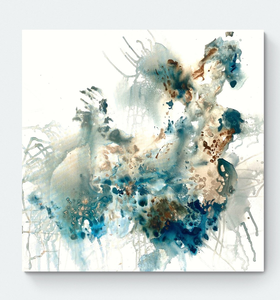 Abstract Acrylic Painting By Cristina Dalla Valentina, 35 X 35, Winter By The Sea 15, Original Artwork