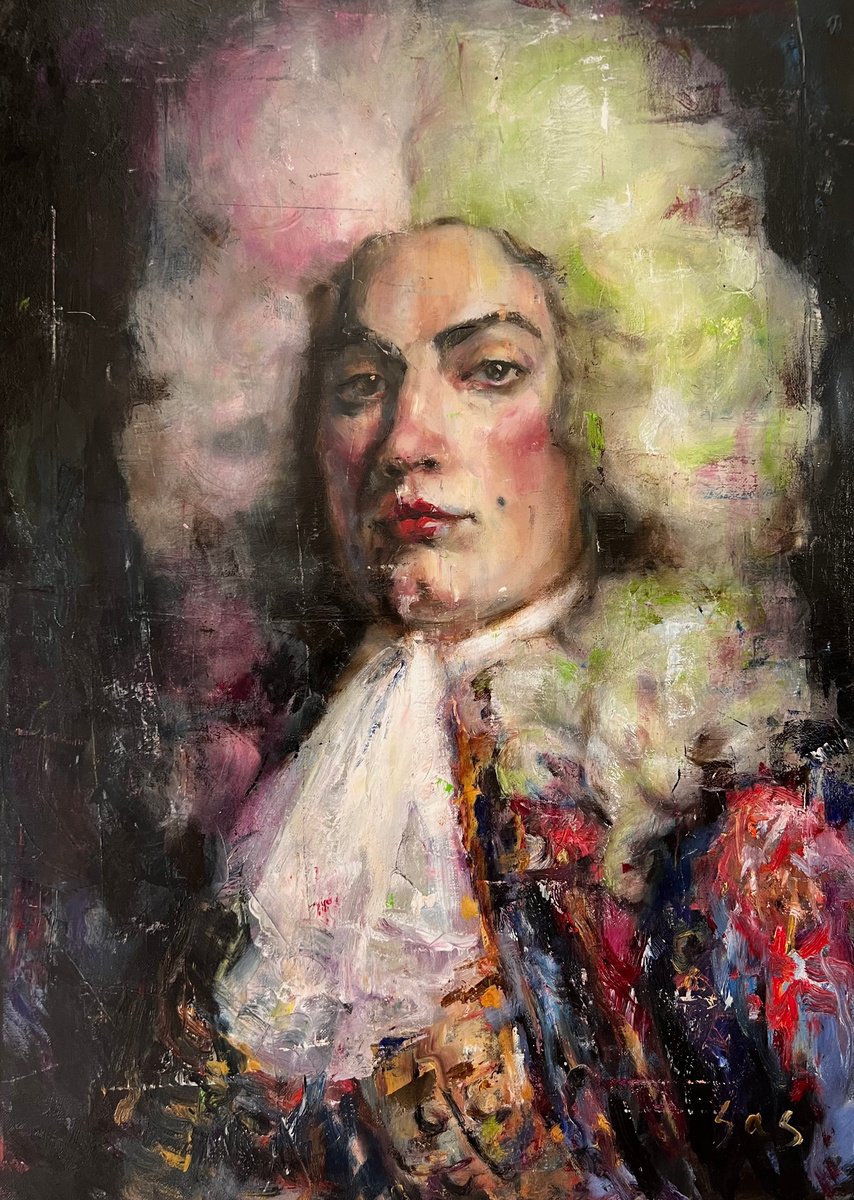 Expressive Portrait Oil Painting By Liubou Sas, 20 X 28", Favourite, Original Artwork