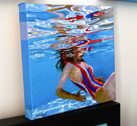 Underneath LV - Miniature swimming painting