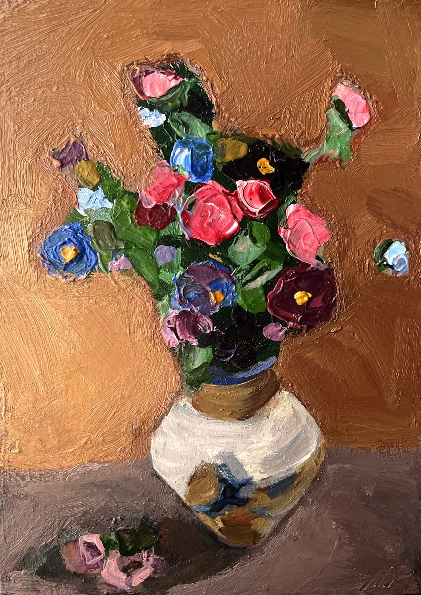 Vintage Vase And Flowers by Lena Ru