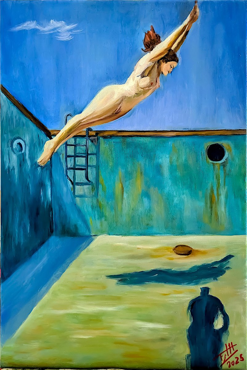 Surrealistic Oil Painting , Self-Portrait Before Impact By Felix Rubio, 14 X 21, Artwork For Sale On Artfinder