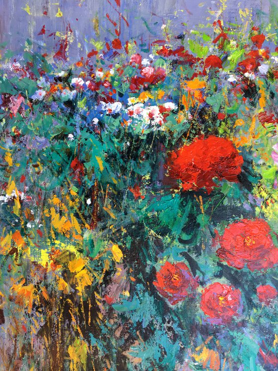 Impressionism oil painting:flowers in the garden t159