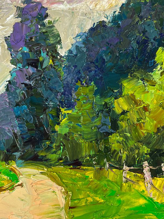 A Road along a Summer Forest