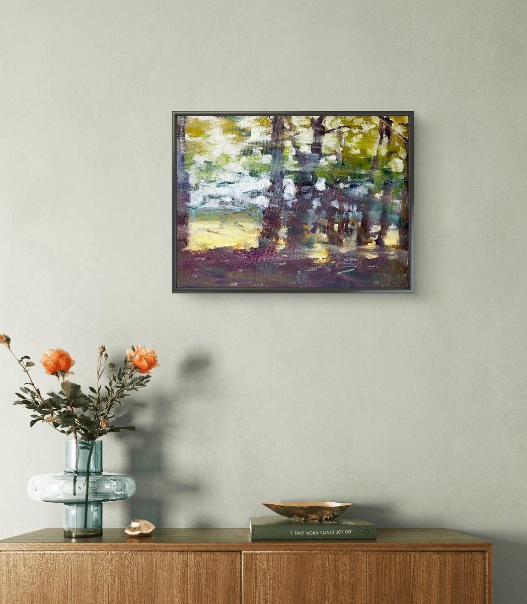 Impressionistic Landscape Oil Painting By Kristina Sellers, 14 X 11", Passing By, Original Artwork