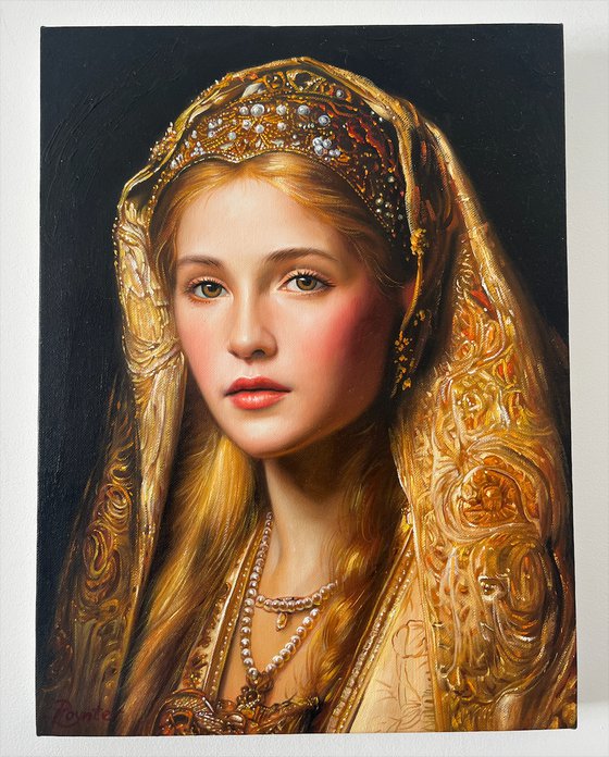 Leon Poynter gold portrait oil painting
