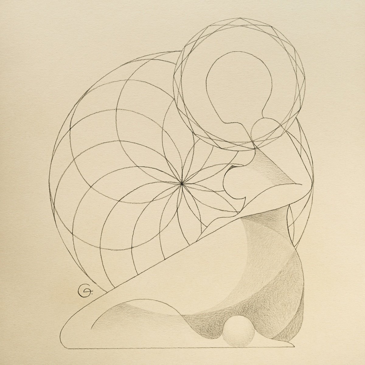 Geometric Abstract Pencil Drawing By Tetiana Gryshchenko, 20 X 20", Graphic 19, Original Artwork