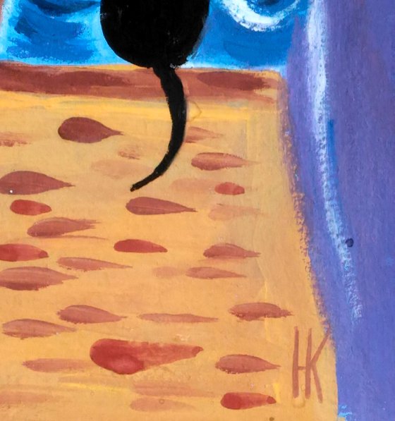 Cat Painting Animal Original Art Pet Artwork Home Wall Art 8 by 12 inches