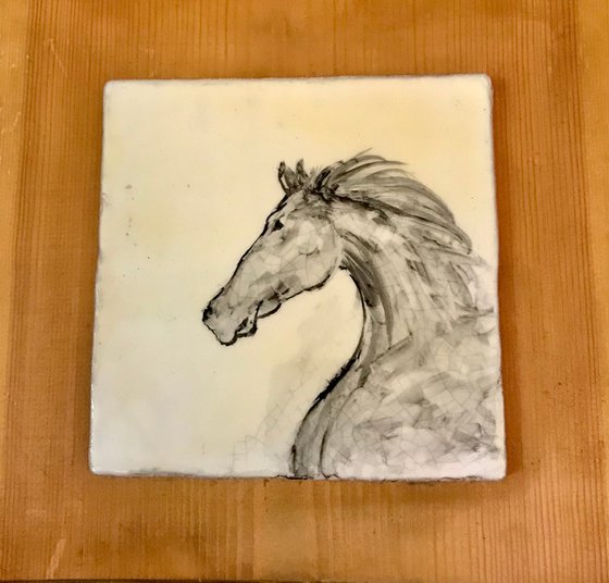 Horse painting on tile
