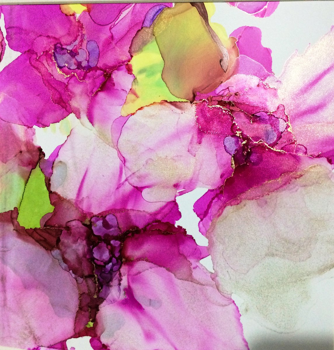 Exotic Blooms III ~ Semi abstract / Impressionist Floral Painting Framed by Maxine Anne Martin