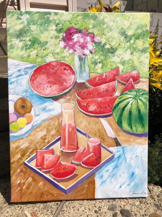 Still life with watermelon