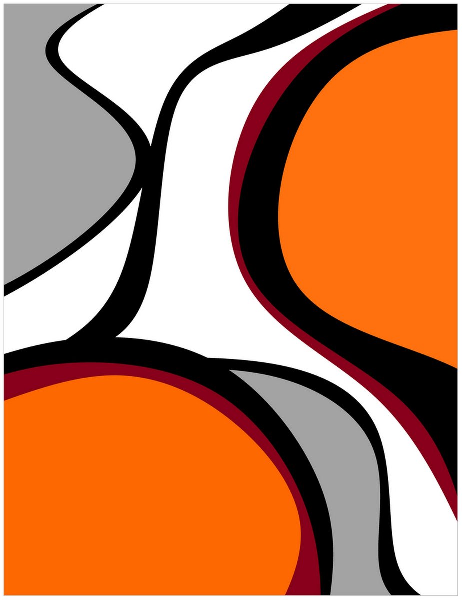 Abstraction artwork orange colored orang-gray-white-black by Kseniya Kovalenko