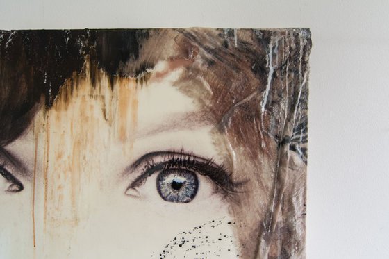"Nikki II" (140x93x5cm) XL portrait artwork on wood, edition 2/5 (abstract, portrait, original, epoxy, painting)