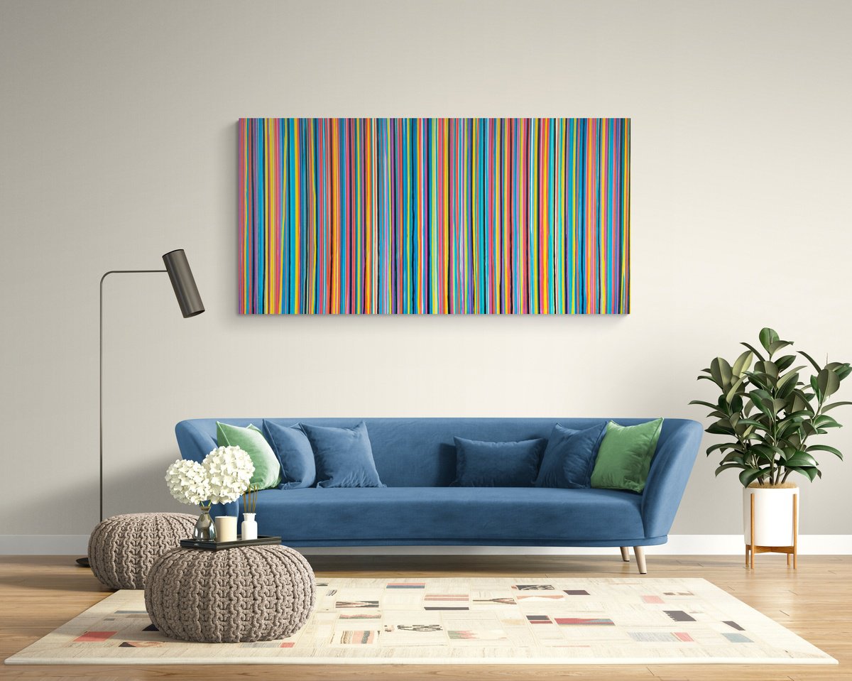 Abstract Acrylic Painting By Carla Sa Fernandes, 79 X 39, The Emotional Creation #371, Original Artwork