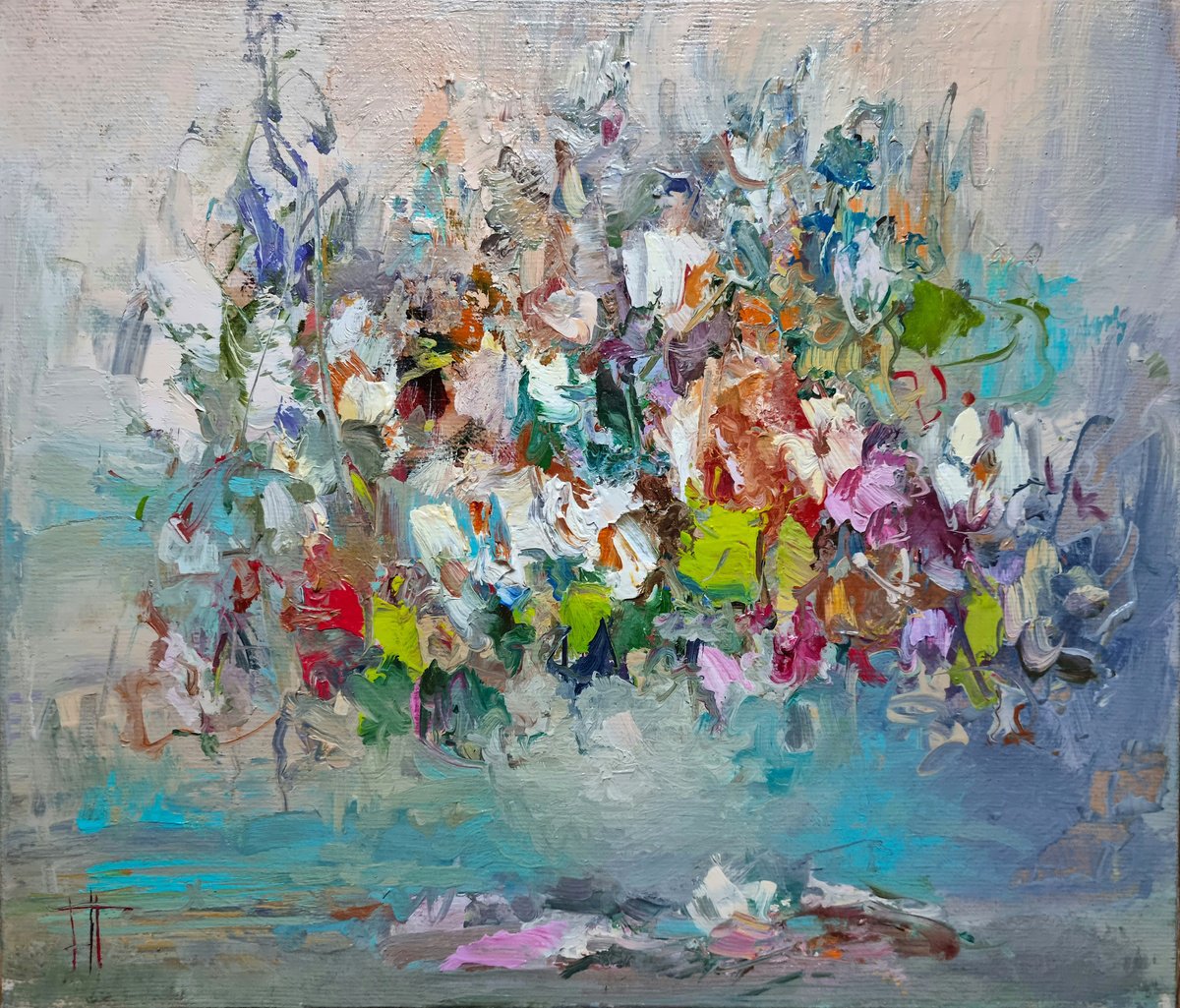 Impressionistic Botanical Oil Painting By Hennadii Penskyi, 14 X 12, Vernal, Original Artwork