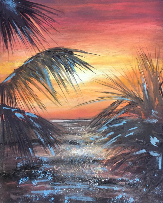 sunset and palms