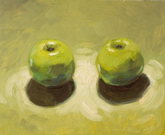 rough style still life of fresh green apples