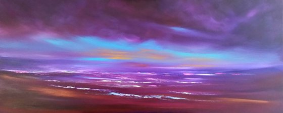 Aqua Twilight  (Large Panoramic, XL, 120x50cm, seascape)