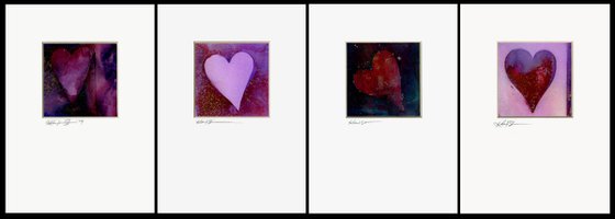 Heart Collection 3 - 4 Matted paintings by Kathy Morton Stanion