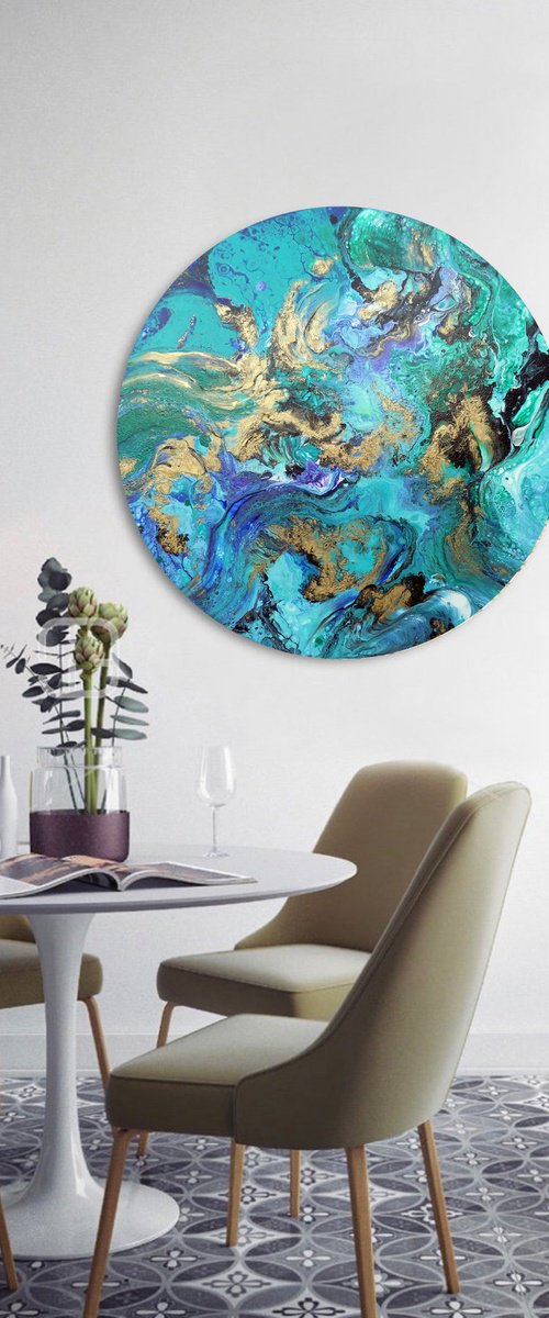 Round abstract painting art by Areti Ampi
