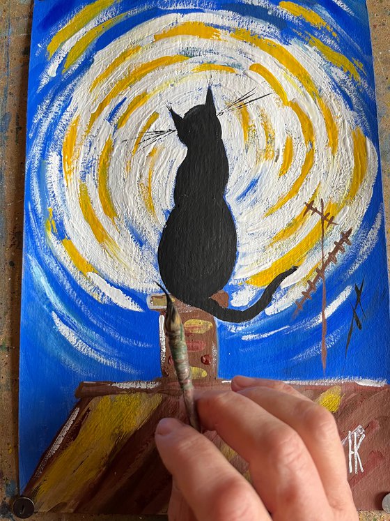 Cat. Moon Lover - original painting