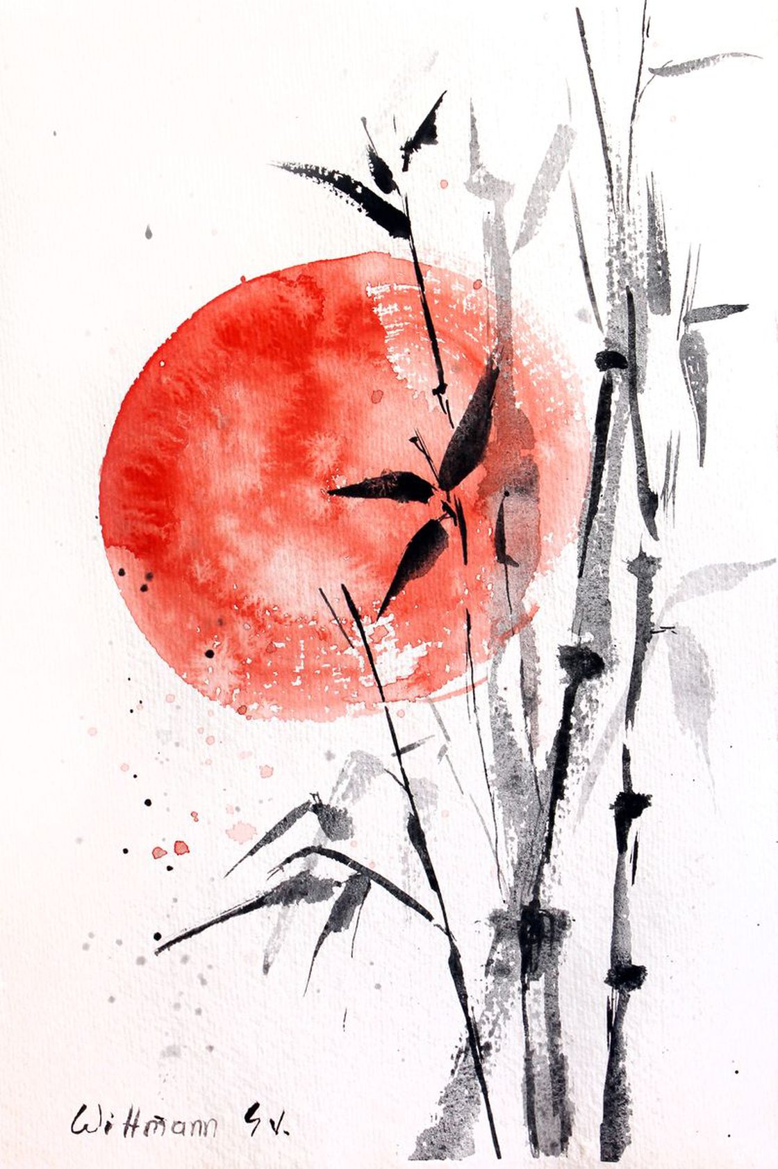 Bamboo in Japanese style. Watercolor hand painting illustration Stock  Illustration by ©katyaulitina #185686454