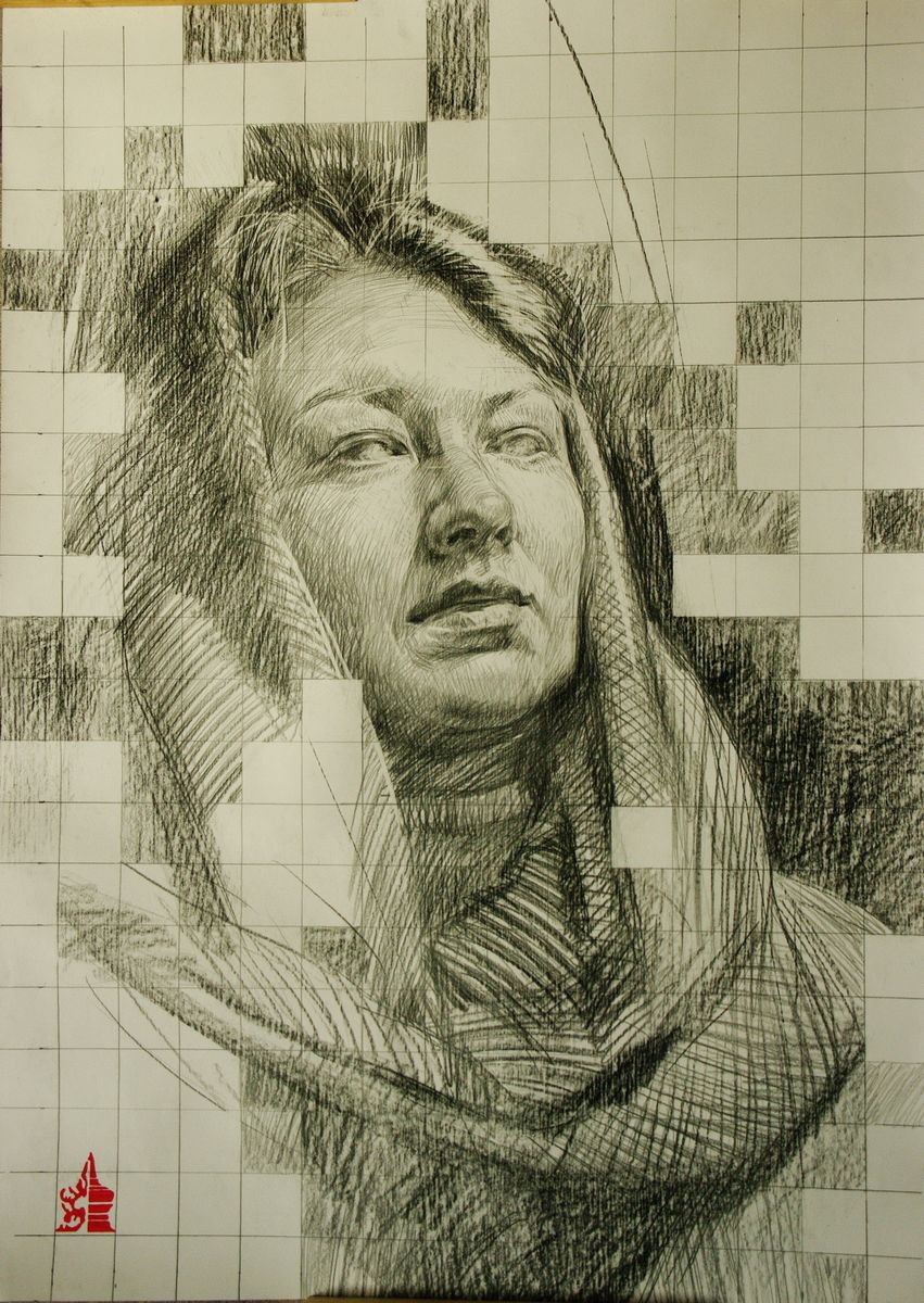 Портрет с покрытой головой \ Portrait with a covered head by Khatagti Alan