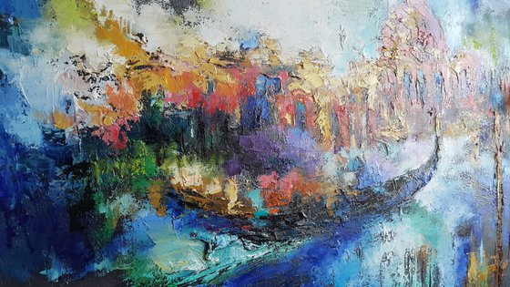 Abstract painting Mysterious Venice, cityscape Italy