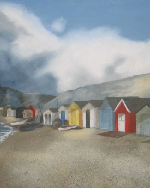 Beach Huts at Budleigh by Nicola Colbran