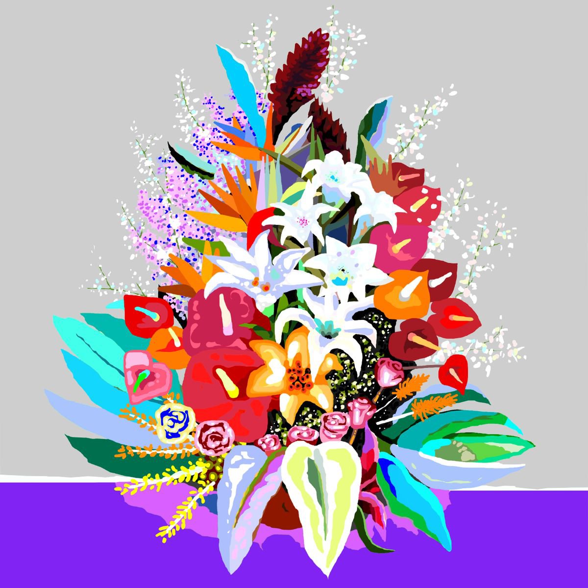 Flowers III/ Flores III (pop art, floral) by Alejos - Pop Art landscapes