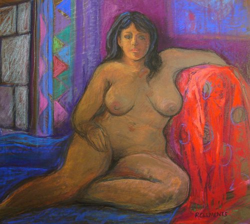 Gauguin inspired reclining nude by Patricia Clements