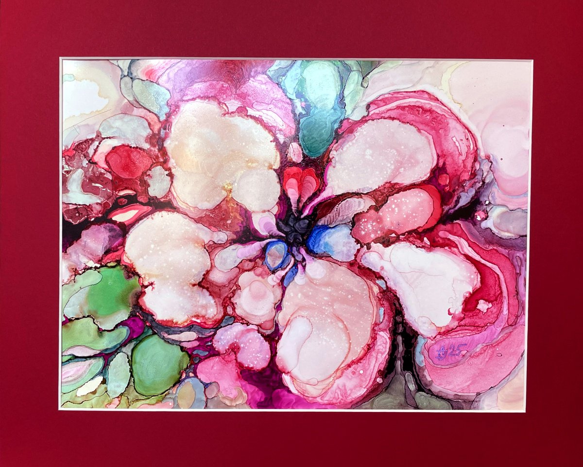 Organic Abstract Painting By Jolanta Czarnecka, 20 X 16, Carmine, Original Artwork