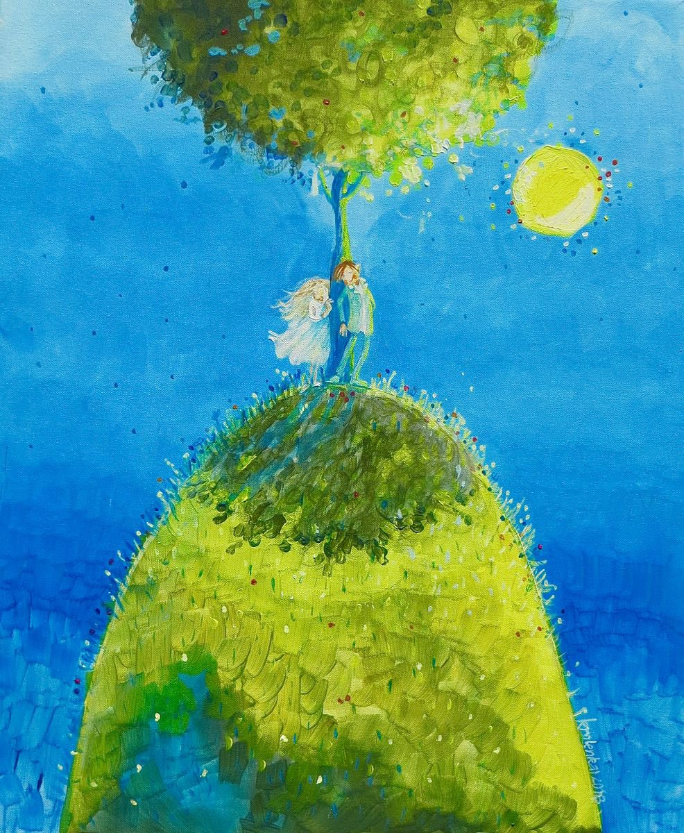 Portrait Acrylic Painting By Alexandra Krasuska, 20 X 24, In The Shadow Of A Good Tree, Original Artwork