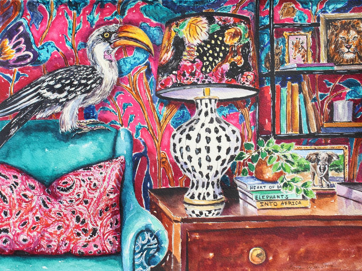 Impressionistic Animal Watercolour By Kristen Olson Stone, 16 X 12", Africa