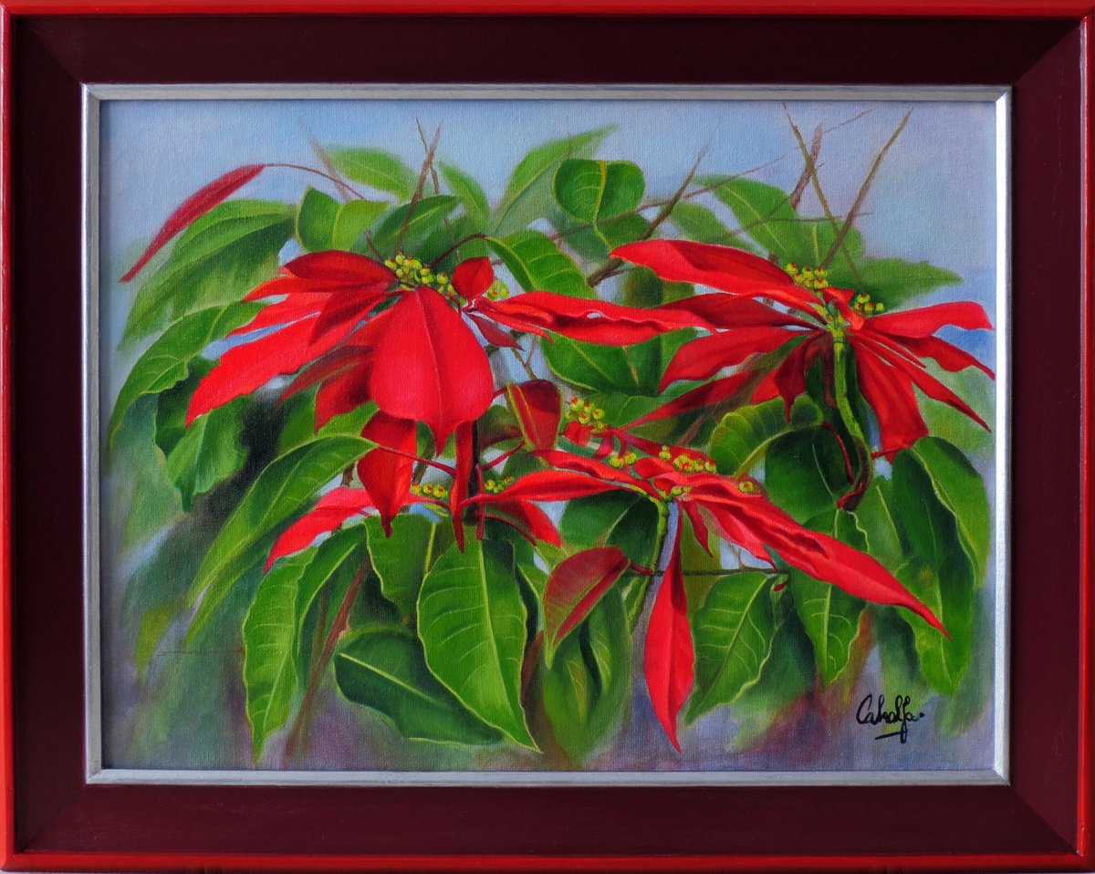 Photorealistic Botanical Acrylic Painting By Laura Cabral, 19 X 15", Good Night, Original Artwork