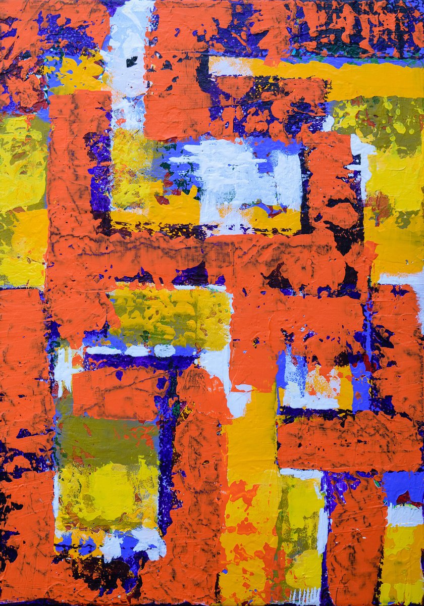 Abstract Acrylic Painting By Km Arts, 20 X 28", Note To Self #2, Original Artwork