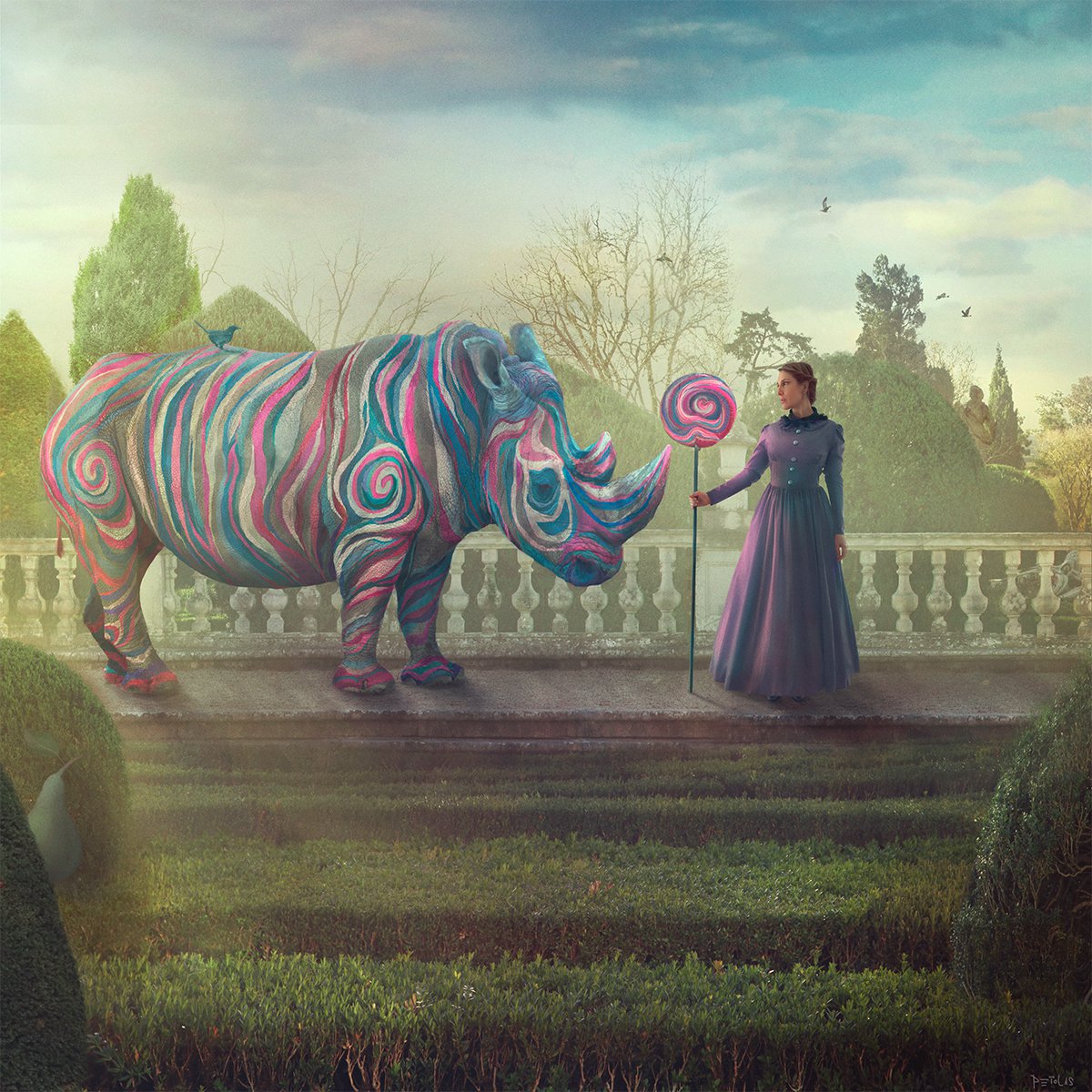 Surrealistic Portrait Photograph By Nikolina Petolas, 31 X 31", Over The Rainbow, Original Artwork