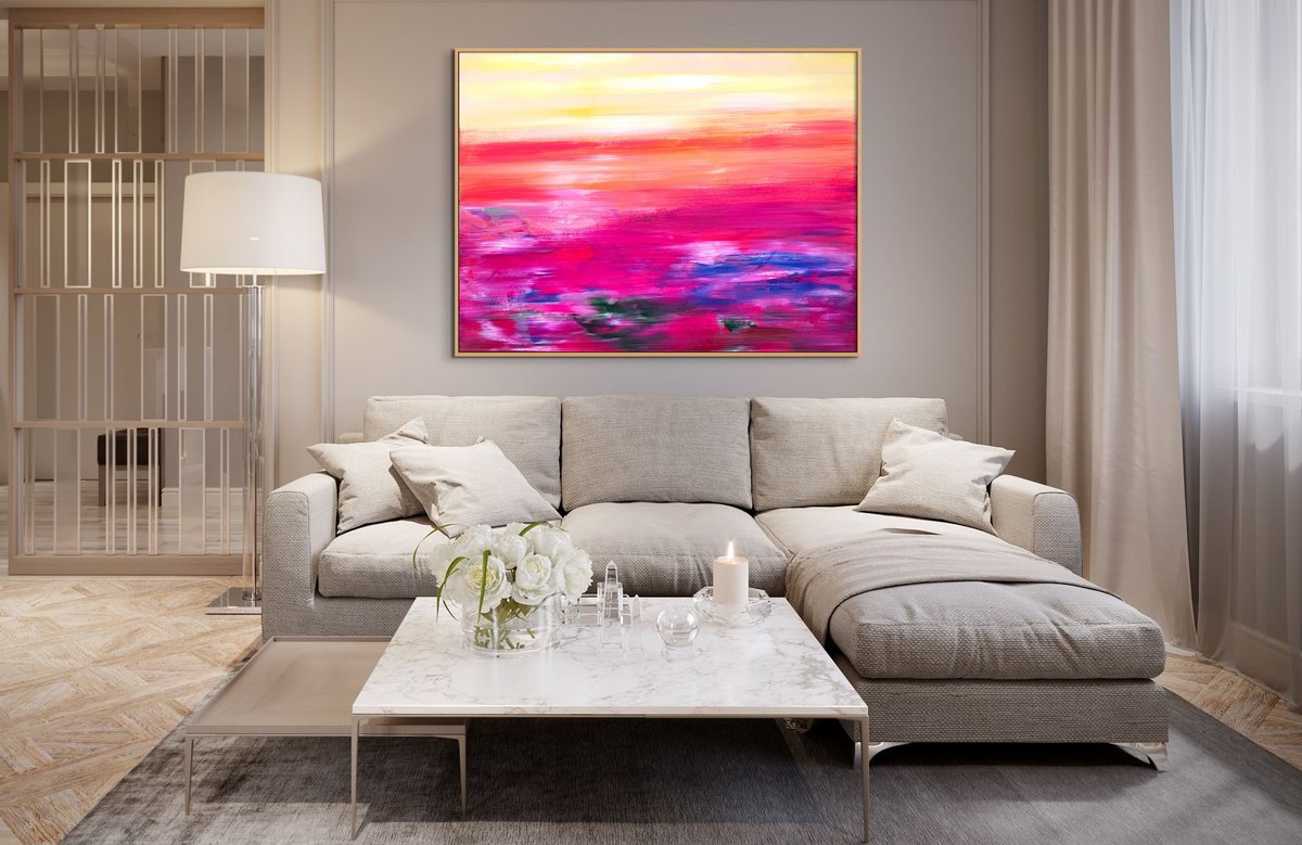 Organic Abstract Acrylic Painting By Estelle Asmodelle, 63 X 47, Aberrated Horizon, Original Artwork