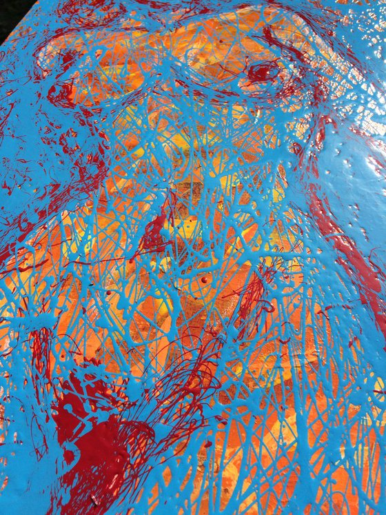 Red & blue abstract nude. 40X60cm