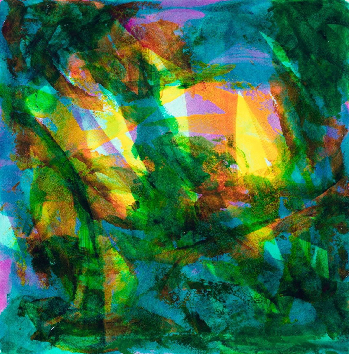 Abstract Acrylic Painting By Fabienne Monestier, 28 X 28, Forest #5, Original Artwork