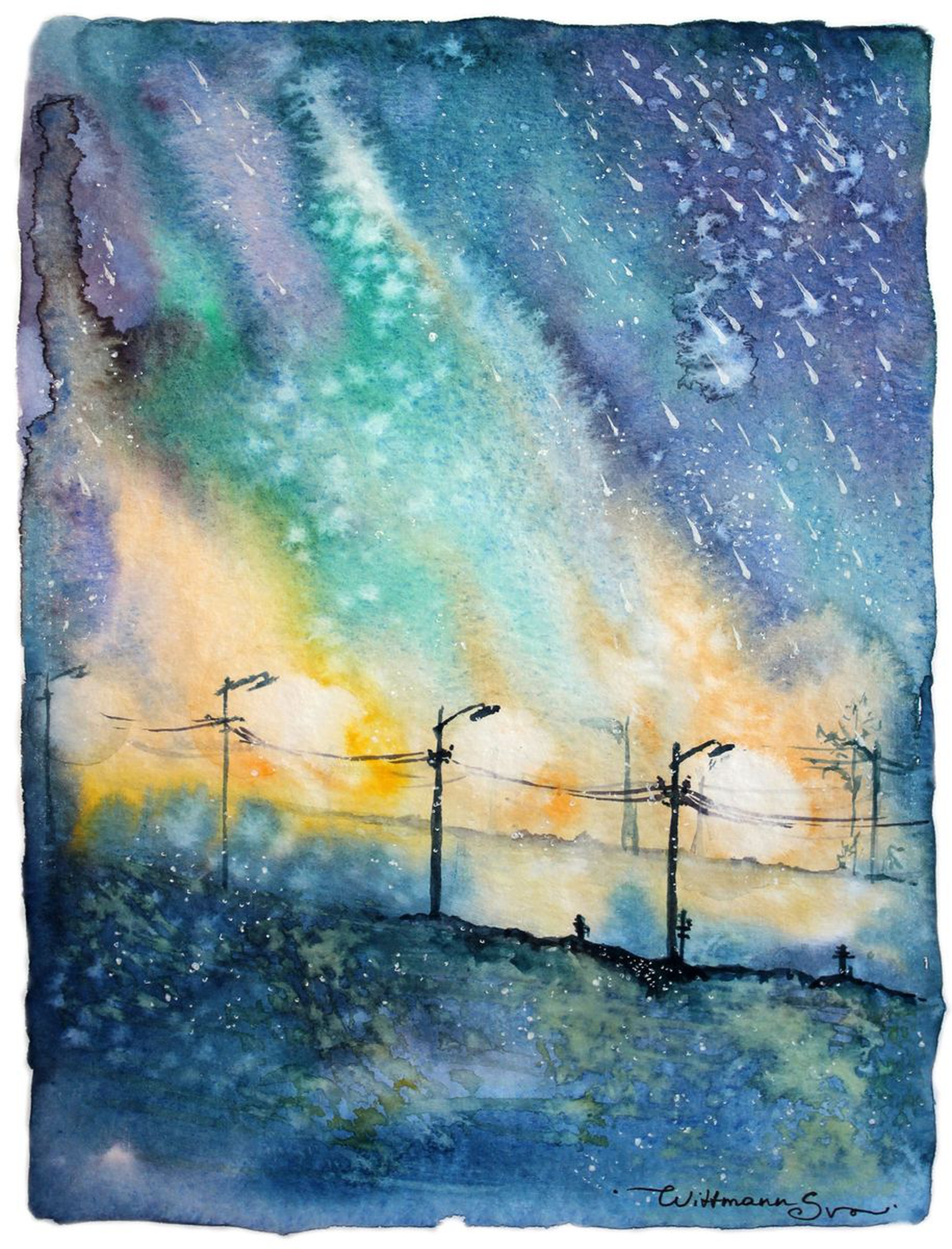 Its Snowing Outside Evening Watercolour A Artfinder