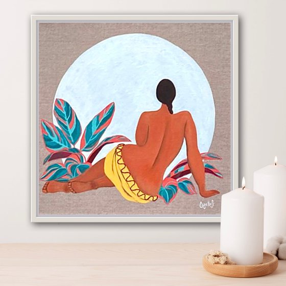 Moon Bathing 2. Woman and Calathea Majestic