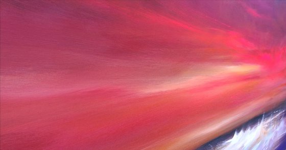 Day's End - Sunset, Seascape, Red, Skies - XL, Modern Art Office Decor Home