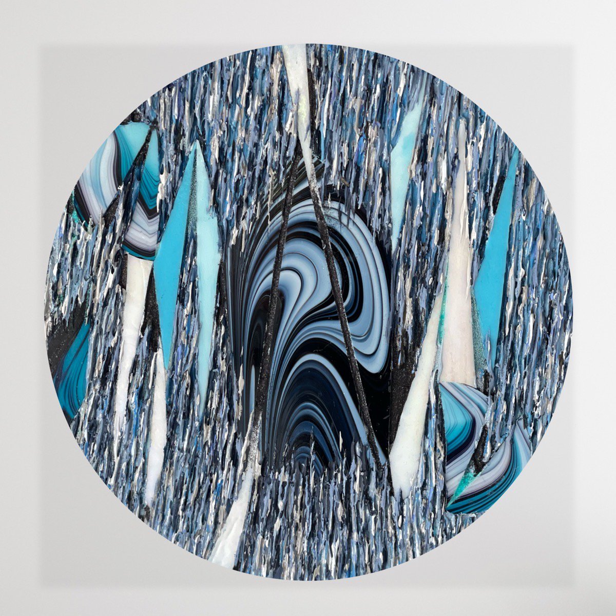 Riflesso  Blue II ’20 in - Collaboration Amy Voss & Daniela Pasqualini - Mixed media artwo... by Daniela Pasqualini