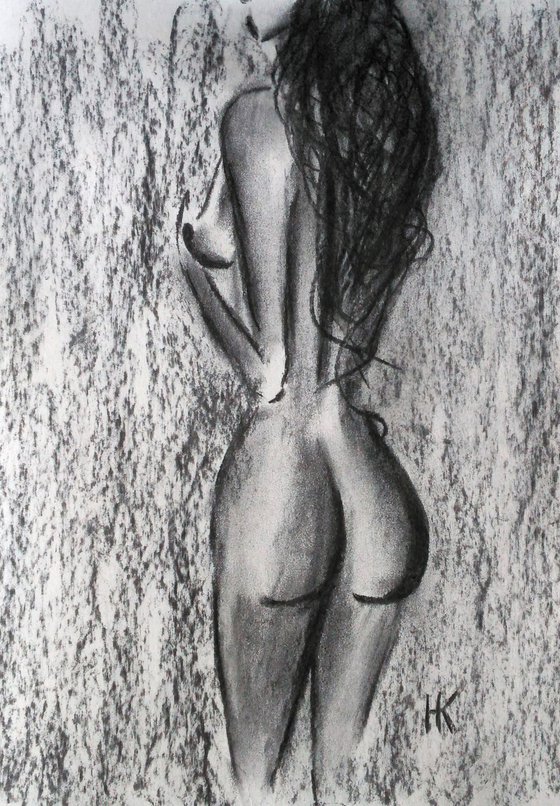 Woman Nude Charcoal Art