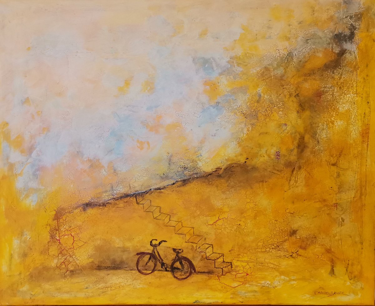 Impressionistic Landscape Acrylic Painting By Doris Duschelbauer, 39 X 32, Curiosidad - Curiosity, Original Artwork